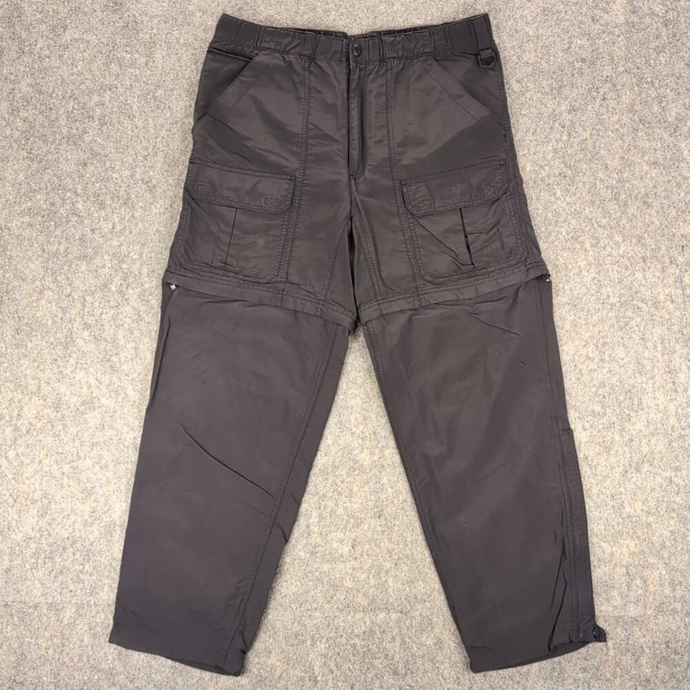 L.L. Bean Pants Mens M/L 34x30 Black Nylon Convertible Cargo Hiking Pockets